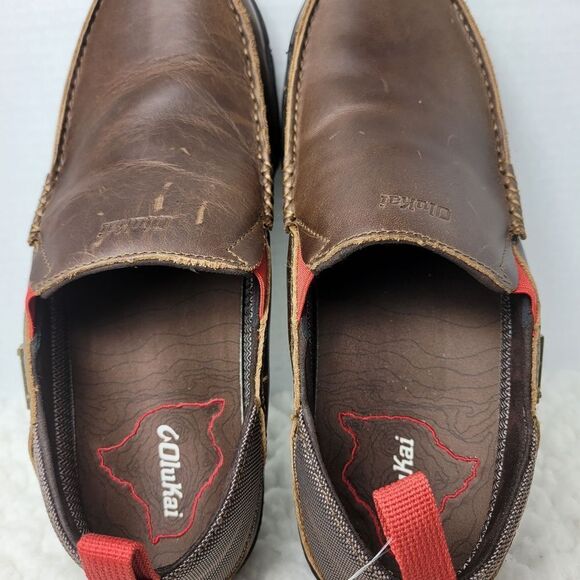 Olukai Na’i Wp Loafer Men\'s size 9Leather Waterproof Slip On Pre Owned L47 New main image 4